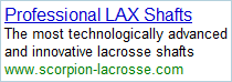Simple PPC ad for Scorpion Lacrosse