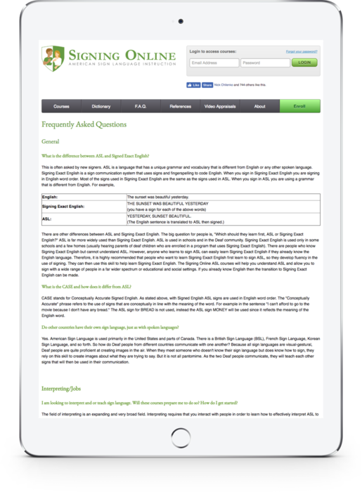 Signing Online Tablet