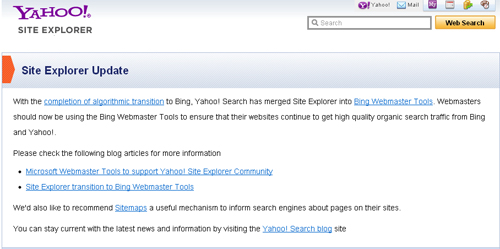 yahoo-site-explorer-is-gone yahoo site explorer is gone
